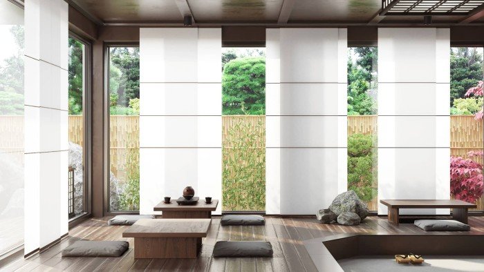японские панели шторы в интерьере