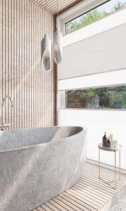 японские шторы ванная